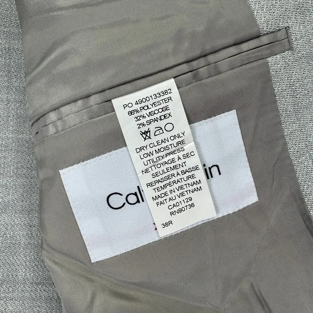 Calvin Klein Mens X Slim Fit Soft Solid Sport Coat Heather Gray 38R - Picture 5 of 5
